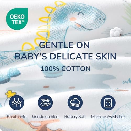 Baby Sleep Sack 3–6 Months, Cotton Sleep Sack with Detachable Long Sleeves, 1.0 TOG Wearable Blanket for Cooler Nights, 2-Way Zipper Toddler Sleeping Sack with Temperature Strip, Dinosaur - Thumbnail 6