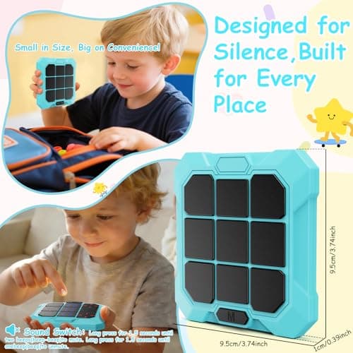 VDPDO Tic Tac Toe Game, 6-in-1 Electronic Tic Tac Toe with Mute & Rechargeable - Handheld Travel Board Game for Kids Ages 4+, Adults, Family - Educational Learning Toy for Boys Girls，Blue - Thumbnail 5