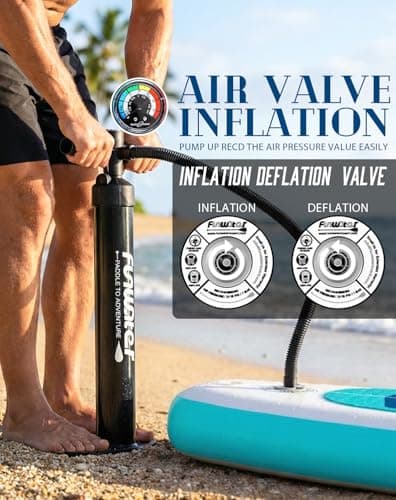 FunWater Inflatable 10'6×33"×6" Ultra-Light (17.6lbs) SUP for All Skill Levels Everything Included with Stand Up Paddle Board, Adj Floating Paddles, Pump, ISUP Travel Backpack, Leash,Waterproof Bag - Thumbnail 6