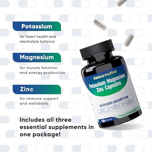 Potassium Magnesium Supplement - 150 Capsules - High Absorption Magnesium Complex - Potassium Supplement to Support Vascular Health & Leg Cramp - Thumbnail 4
