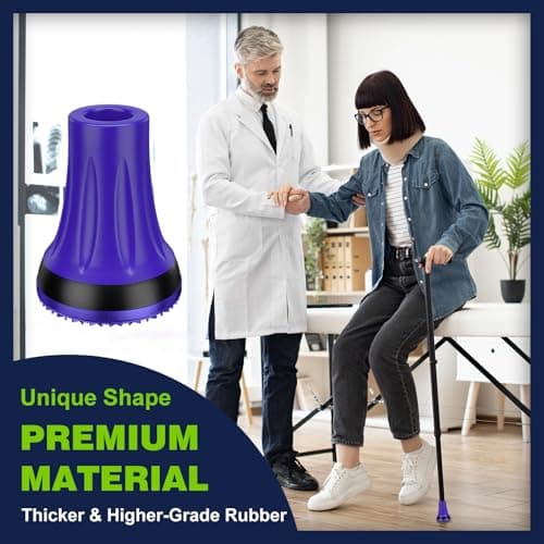 supregear Crutch Tips, 7/8 inch Heavy Duty Rubber Replacement for Crutches, Anti-Slip Thickened Feet Cap Walking Cane Tips, Safety Durable Accessories for Seniors Elderly (Set of 2), Purple - Thumbnail 3