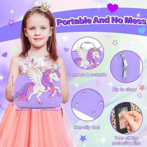 Glisiol Kids Nail Polish Set for Girls Toys, Washable Quick-Dry Toddler Nail Art Kit with Air Cooling Dryer and Cosmetic Case, Christmas or Birthday Gifts for Girls Ages 3 4 5 6 7 9 10 11 12-Purple - Thumbnail 3