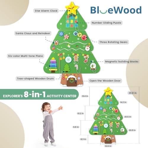 BlueWood Wooden Wall Busy Board Panels, Toddler Learning Activity Center, Montessori Philosophy Sensory, Educational Toys, Conducive to All-Round Development - Tree - Thumbnail 2