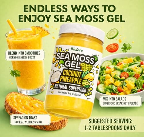 Biolore Sea Moss Gel Coconut Pinapple – Flavored Superfood with Natural Electrolytes – Wildcrafted Mango Jam Sea Moss, with Minerals, Vegan, Made in USA – 8oz Trial Size - Thumbnail 5