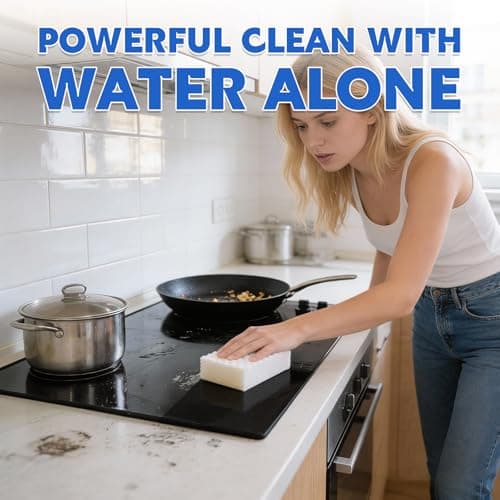 Glass Cooktop Cleaner Sponge, 10 Pack GRS Certified Stove Top Cleaner 2X Density Magic Melamine Sponge Eraser, Extra Durable & Long Lasting, for Kitchen Glass Marble Ceramics Top Daily Cleaning - Thumbnail 2