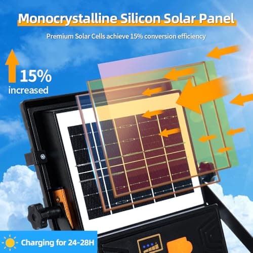 Solar Powered Work Light with 120H Runtime & Remote Control, Led Work Light with Stand LED Flood Light, 360° Adjustable with 5ft Stand for Hurricane, Power Outage, Construction, Camping - Thumbnail 2