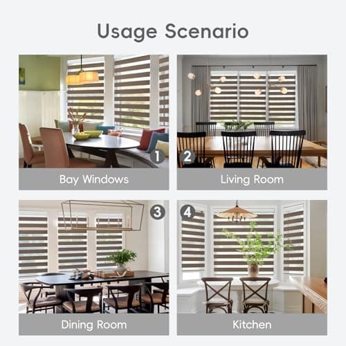 GHV Corded Zebra Blinds for Windows Room Darkening Blinds Dual Layer Privacy for Home and Office (Coffee, 37 in(W) x 72 in(H)) - Thumbnail 5