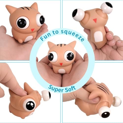 Aurdox 8 Pack Jumbo Golden Easter Eggs Fillers with Popping Eyes Fidget Toys, Squeeze Animals for Stress Relief, Easter Basket Stuffers & Easter Hunt Party Favors Classroom Prize Gifts for Kids - Thumbnail 4