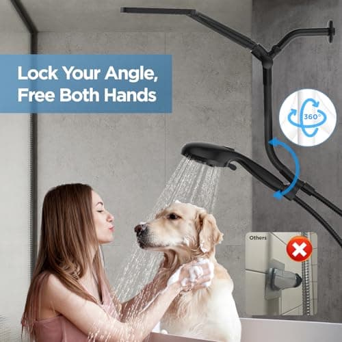 Dual Handheld Shower Head Combo, 2-in-1 Rain Shower Heads System Wide Rainfall Shower Head and 10 Modes High Pressure Hand Held Showerhead with Built-in Power Wash - Thumbnail 4