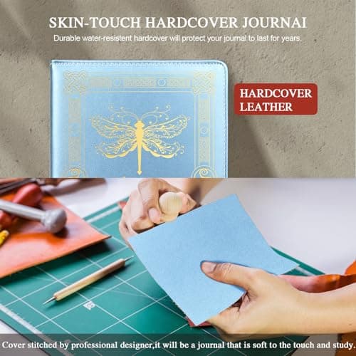 QDWXDEL Dragonfly Gifts for Women,Journal for Women,A5 Hardcover Leather Journal - 200 Pages Premium Paper Notebook, Journal Notebook for School, Work (Dragonfly Sky Blue) - Thumbnail 4