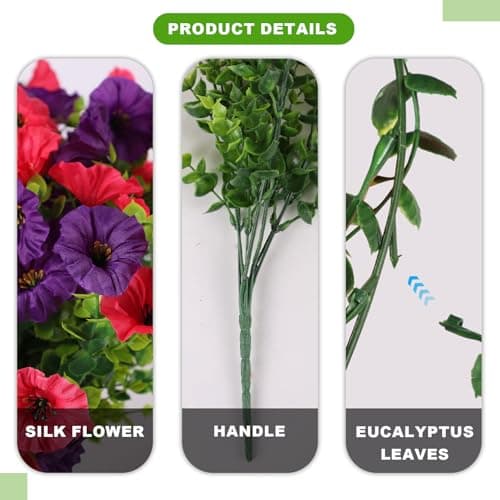 ADXORA 12 Bundles Morning Glory Artificial Flowers for Outdoor Decoration UV Resistant Fake Plastic Plants Artificial Greenery for Indoor Outdoor Garden Patio Window Box Home Decor - Thumbnail 3