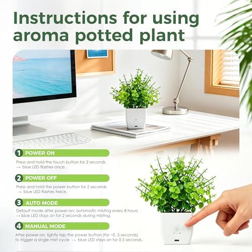 Der Rose Fake Plants Artificial Plants, Green Eucalyptus Style in White Pot, Small Decorative Accent for Bathroom Office Desk Shelf Bedroom Home Decor - Thumbnail 3