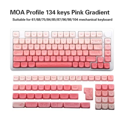 AKepopery 134Keys PBT Keycaps MOA Profile Key Cap for Cherry Gateron MX Switches Mechanical Keyboards Key caps (Butterfly Powder) - Thumbnail 4