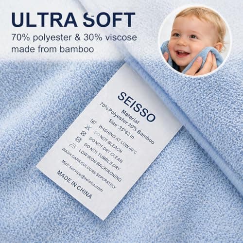 SEISSO Bath Towels Set Extra Large 63 x 35 in, Oversized Bath Sheets 70% Polyester 30% Viscose Fiber from Bamboo, Ultra Soft Absorbent Quick Dry Shower Towel for Bathroom Hotel Pool SPA Gym, 2 Pack - Thumbnail 4