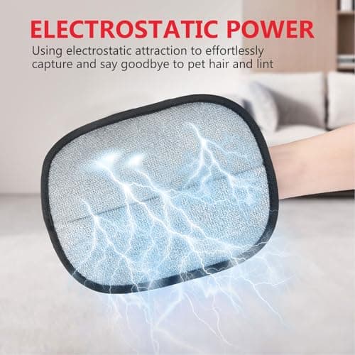 sonluk 2PCS Pet Hair Removal Glove for Dogs&Cats,Upgraded 5-Finger Electrostatic Magic Brush Reusable Pet Hair Remover Glove for Laundry,Carpets,Sofa Gaps and Car Seats(Red) - Thumbnail 2