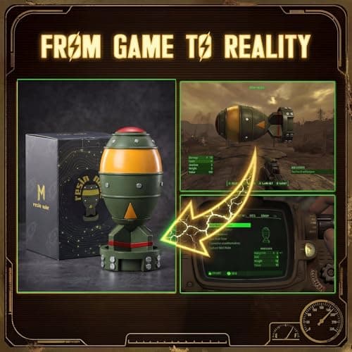 maozyiltle Mini Nuke, Fall Out Merchandise - Nuclear Bomb Statue, Unique Collectible Desk Decor Prop for Fans & Gamers on Valentine's Day, Easter & Birthday(Green) - Thumbnail 3