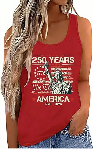 250 Anniversary USA Tank Top - 250th American Flag Shirts Statue of Liberty Sleeveless Tees 4th of July Outfits - Image 1