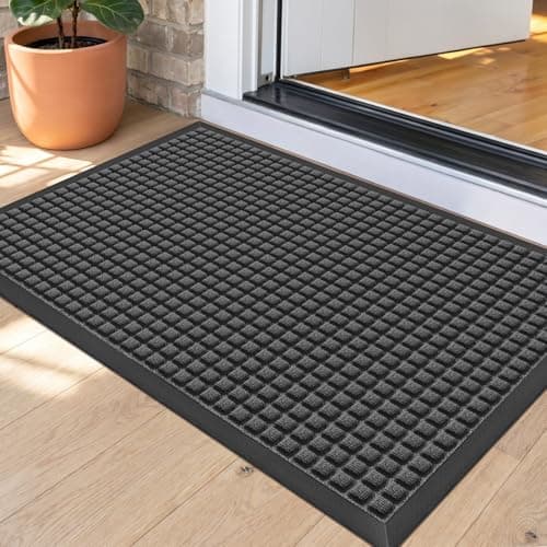 WELDUN Front Door Mat Outside Entrance, Heavy Duty Waterproof Doormat for Indoor/Outdoor, Dirt Trapper with Non-Slip Rubber Backing, Low Profile Easy Clean, Stain & Fade Resistant 29.5"x17", Grey - Image 1