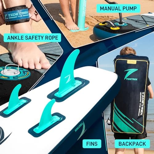 TIDETREK 11'6" Inflatable Stand Up Paddle Boards, Premium SUP Accessories, Non-Slip Comfort Deck for Youth & Adults (Midnight Tide) - Thumbnail 5