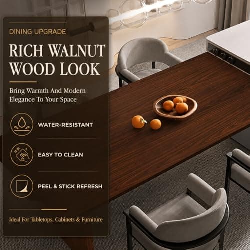 Abyssaly Dark Brown Walnut Wood Grain Contact Paper - Waterproof Wooden Wallpaper Peel and Stick for Furniture - Wood Vinyl Wrap Roll for Cabinets Countertops and Table 15.7" X 393.7" - Thumbnail 4