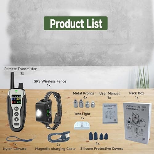 Zehoo GPS Wireless Dog Fence System and Remote Training 2-in-1,Radius 33-999 Yards,Beep,Vibration,Safe Shock,Night Lighting,IPX7 Waterproof,Electric -Collar Fence for Medium Large Dogs - Thumbnail 5