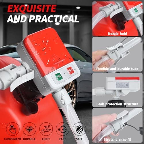 Wontolf Cordless Fuel Transfer Pump Battery Powered with Auto-Stop, Electric Fuel Pump with Storage Bag, Portable Gas Can Pump, Gasoline Gas Oil Transfer Pump, 3.2GPM & 51" Hose & 4 Adapters - Thumbnail 4