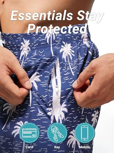 Arcweg Mens Swimming Trunks 2 in 1 with Boxer Liner 5.5" Quick Dry Swimwear Bathing Suit Swim Shorts with Zipper Pockets - Thumbnail 5