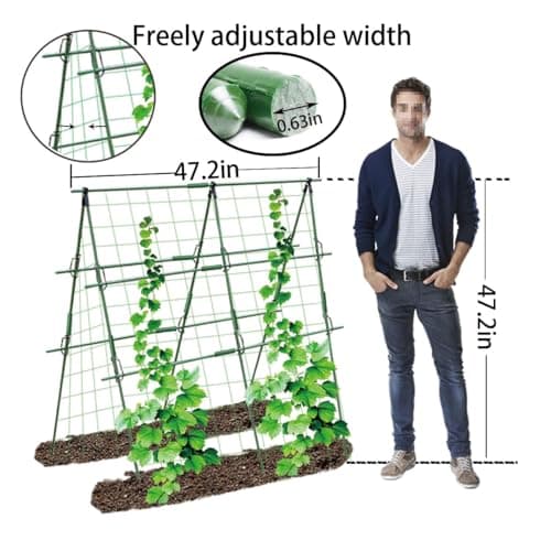 Foldable Cucumber Trellis for Garden - Adjustable Climbing Support for Vegetables, Vining Plants, Cucumbers, Tomatoes, and Peas - Heavy Duty, Weather-Resistant, Easy to Install - Thumbnail 2