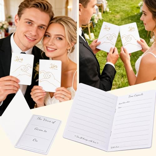 LERCTH Wedding Vow Books Set for Bride and Groom - Love Heart Gold Foil Journal for Wedding Ceremony and Bridal Shower - Thumbnail 5