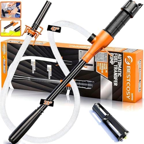 Portable Transfer Pump Battery Operated Electric Siphon Pump for Gas, Fuel, Diesel, Water Transfer 2.4 GPM Flow Oil Extractor, 47 Inches Hose-Easy to Use Hand Fuel Pump, Multi-Use Transfer Pump O-Y