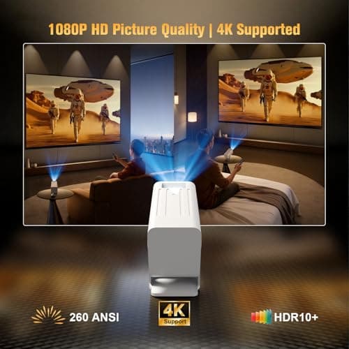 XENPONAD Mini Projector with WiFi and Bluetooth, 4K Supported Portable Smart Projector, Android 11 Built-in Apps, 260 ANSI Auto Keystone Short Throw Movie Projector for Bedroom, Camping, Outdoor Use - Thumbnail 3