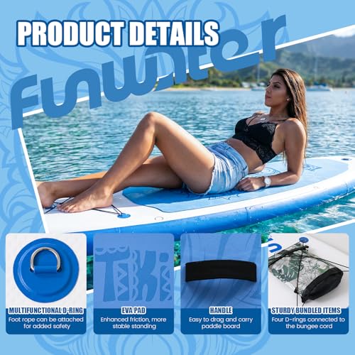 FunWater SUP Inflatable Stand Up Paddle Board 10'6×33"×6" Ultra-Light Inflatable Paddleboard with ISUP Accessories,Fins,Adjustable Paddle, Pump,Backpack - Thumbnail 3