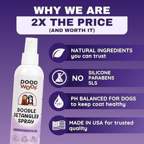 Dood Woof Dog Detangler Spray Dematting for Doodle - Natural Dog Leave in Conditioner Spray for Grooming and Mat Removal, Detangler Spray for Dogs Matted Hair, Puppy Poodle Detangler & Grooming - Thumbnail 3