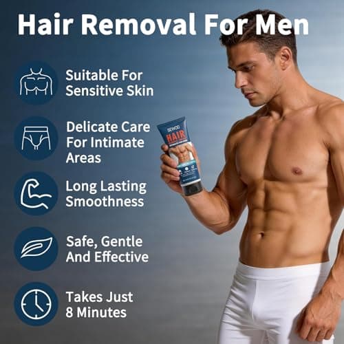 SEWOG Hair Removal Cream For Men - For Unwanted Hair in Body Legs Chest Underarms Intimate Areas, Painless Effective Flawless Soothing Easy, Gentle Formula, 4.2 FL OZ - Thumbnail 2