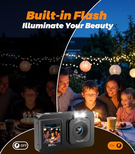 5K 80MP Digital Camera for Photography, Point and Shoot Vlogging Camera with Dual Screen, 18X Zoom & Auto Focus, Compact Camera for Kids Teens Beginners, IMX258 Sensor, Webcam Mode, Black - Thumbnail 6