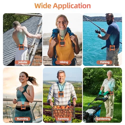 AMKEN Waist Fan, 10000mAh Rechargeable Belt Clip Fan, 24H Runtime, 49ft/s Strong Airflow, 3-Speed 7-in-1 Hands-Free Wearable with LED SOS Warning Light for Jobsite, Warehouse, Camping, Outdoor Work - Thumbnail 6