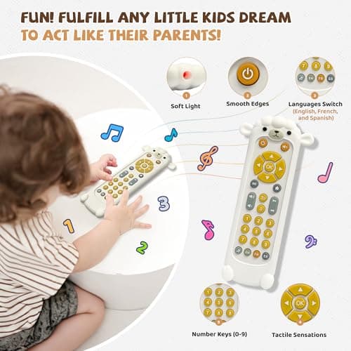 KIRALUMI Baby Remote Control Toy - Baby Musical Toys, Early Number Learning in 3 Languages (English, Spanish & French), Preschool Boys Girls Toys Gift 6, 12, 18 Months. - Thumbnail 2