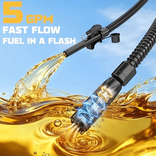 Ecarke 5 GPM Cordless Fuel Transfer Pump for Gasoline Diesel, Portable Gas Can Pump with Auto Shut-Off & Beep Alert, Compatible with DeWalt 20V & Milwaukee 18V Batteries, 51" Hose & 5 Adapters - Thumbnail 3