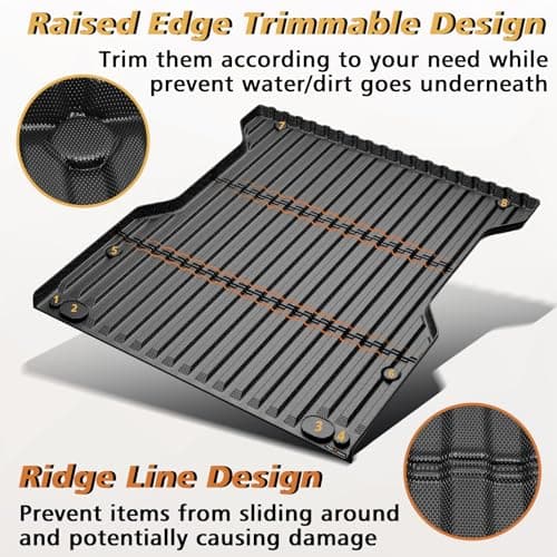 TripleAliners Truck Mat Compatible with 2024-2026 Toyota Tacoma 5FT Accessories, Truck Bed Mat Heavy Duty Custom Fit All Weather Protection TPE Pickup Liner - Thumbnail 3
