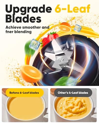 Befano Blender for Smoothies,1200W High-Power Blenders for Kitchen,11 Pcs Smoothie Maker Set with 18oz and 24oz Travel Cups,Ice Crushing, Shakes & Grinding, Ready in 60 Seconds for Home & On-the-Go - Thumbnail 3