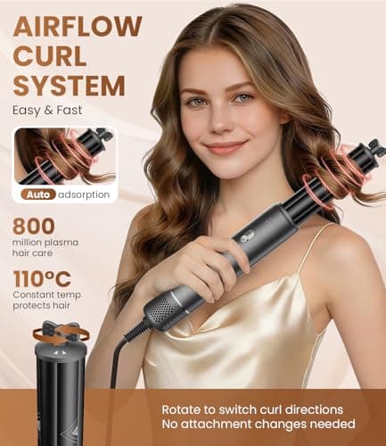 Dafeng 3 in 1 Air Wrap Hair Styler 110,000 RPM High-Speed Hair Dryer 800 Million Plasma Straightener Brush & Auto-Wrap Curlers Hair Styling Tools for Home/Salon/Travel - Thumbnail 4