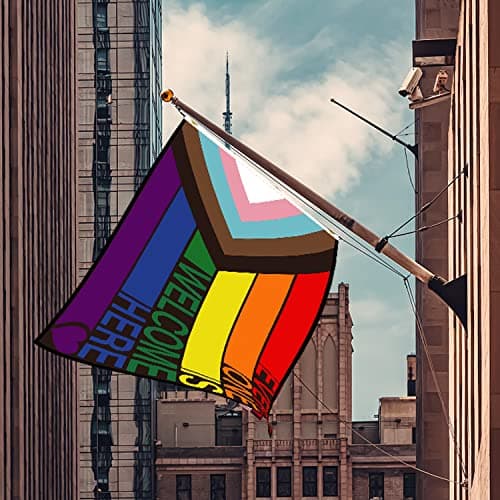 Spxkd Progress Pride Flag 3X5 Foot 2Pcs Outdoor Indoor Waterproof Rainbow LGBT Flag with Brass Grommets - Thumbnail 5