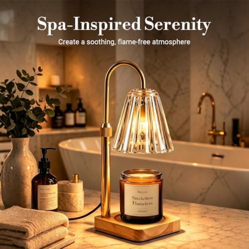 Marycele Candle Warmer Lamp with Timer & Dimmer - Mothers Day Gifts for Women Mom Her, Aesthetic Office Home Decor, Adjustable Height Wax Melter for Candle Jar & 3-Wick Candles (2 Bulbs Included) - Thumbnail 6