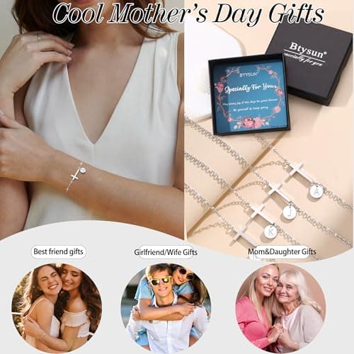 Christian Gifts, Christian Gifts for Women Faith White Gold C Initial Bracelets for Teen Religious Gift for Women Dainty Gold Link Faith Baptism Jewelry Mom Gift - Thumbnail 5