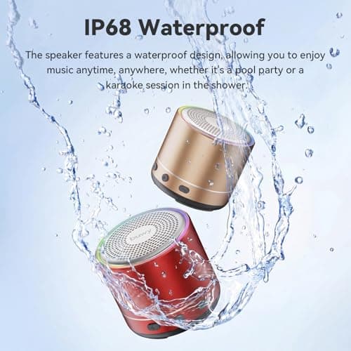 buwy Mini Bluetooth Speaker, 2026 Ultra-Light Mini Bluetooth Speaker, IP7 Waterproof Brief Design, Small Shower Travel Speaker for Outdoor, 8H Playtime, Perfect for Phone/PC/Tablet & Gift Golden - Thumbnail 4
