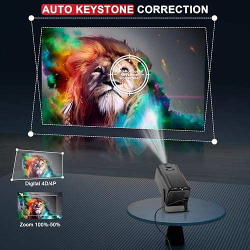 1080P Native Mini Projector with Wifi and Bluetooth 5.4 - Portable Projectors 4K for Outdoor Movies/Bedroom, Smart Proyector Compatible with Netflix,YouTube, PrimeVideo, Auto Keystone and Short Throw - Thumbnail 4