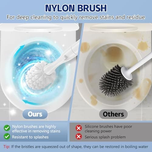 Electric Toilet Brush and Holder Set, Electric Toilet Bowl Brush, Toilet Brush Cleaner Set with 5 Refills Disposable Cleaner Brush, Floor Standing, Wall Mounted Without Drilling, Rechargeable, White - Thumbnail 4