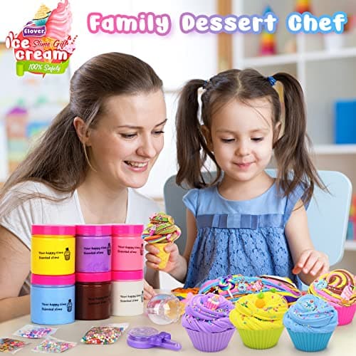 Elover Ice Cream Slime Kit for Girls and Boys Fluffy DIY Slime Toys Gifts Make Ice Cream Slimes for 6-12 Years Old Kids Girl Toys 8-10 Years Old - Thumbnail 6