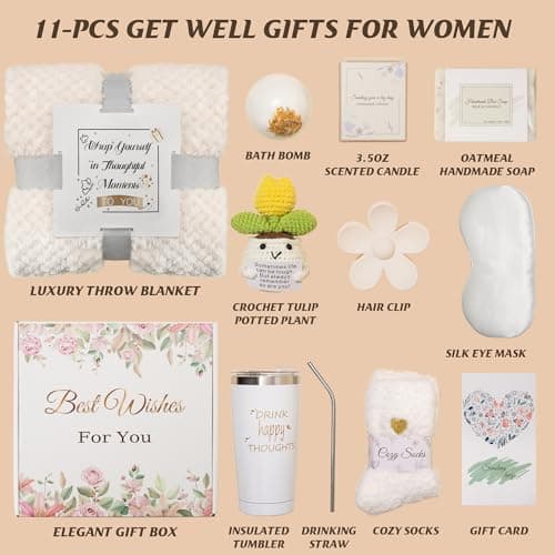 Mother's Day Gifts Set for Mom,Self-Care Gift Set for Women, Get Well Soon Gift Baskets, Spa Unique Birthday Gifts Box Feel Better Care Package, Thinking of You Gifts for Mom,Wife,Sister,Girlfriend - Thumbnail 2