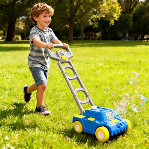 Bttyu Bubble Lawn Mower for Toddlers,Outdoor Bubble Machine with Push & Pretend Play,Plug in or Battery Operated Bubble Mower for Boys & Girls,Ideal Easter, Birthday, Halloween,Christmas - Thumbnail 3